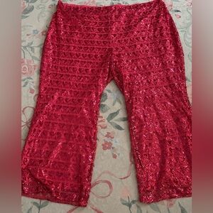 Magenta Sequin Flared Pants